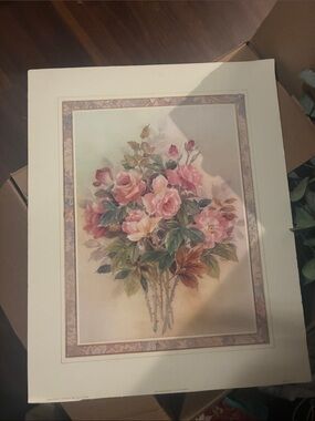 Vintage Floral Rose Bouquet Art Print - Pink Roses